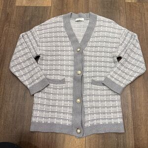 Babaton Gray and White Cardigan